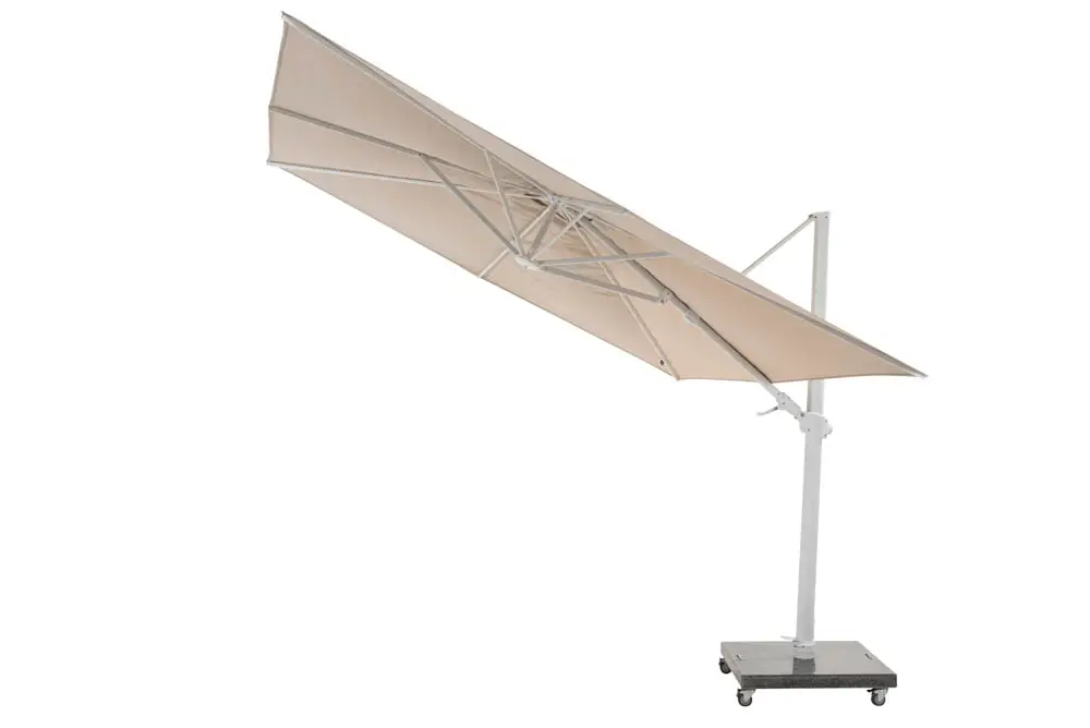 08680_ Siesta Premium parasol 300x300cm White frame - Sand canopy _01sonnenschirm-ostsee-4so-rostock