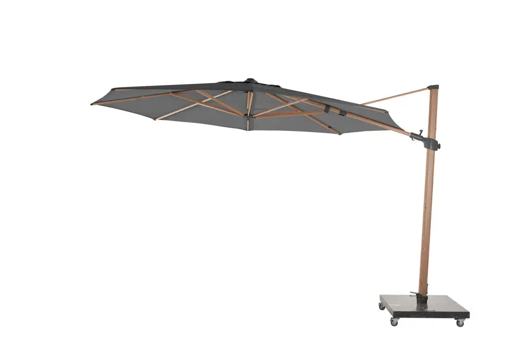 08682_ Siesta Premium parasol 350cm Woodlook frame with Charcoal canopy _01sonnenschirm-ostsee-4so-rostock