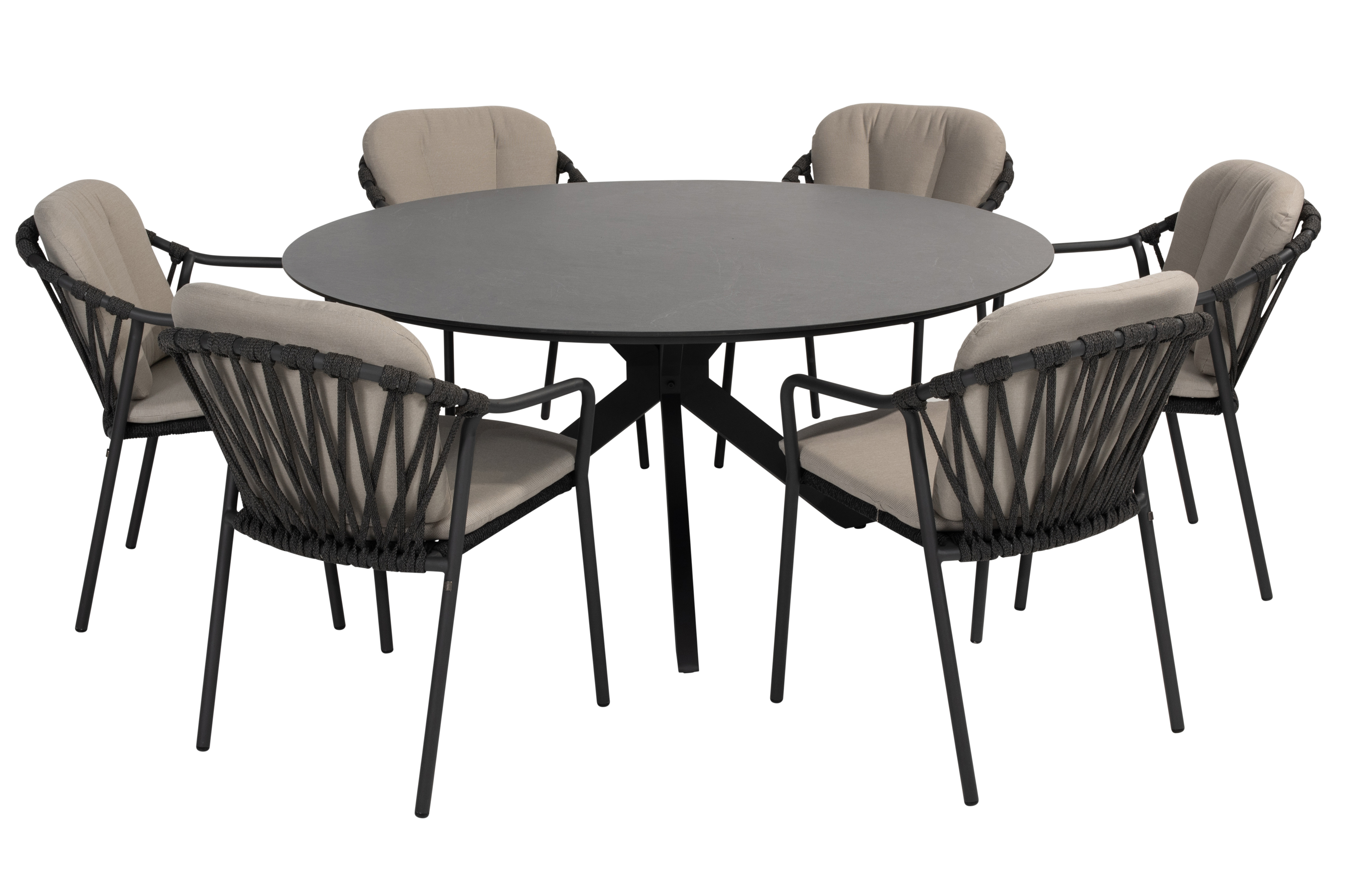 91579-17107-17108_ Manitoba dining set Anthracite with Locarno dining table 160cm HPL slate anthracite 01 (1)