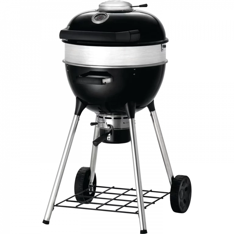 Napoleon PRO Kettle Holzkohle Kugelgrill Ø47cm: schwarz/silberner Holzkohlegrill mit Deckel, Thermometer, Rädern, Ablage.
