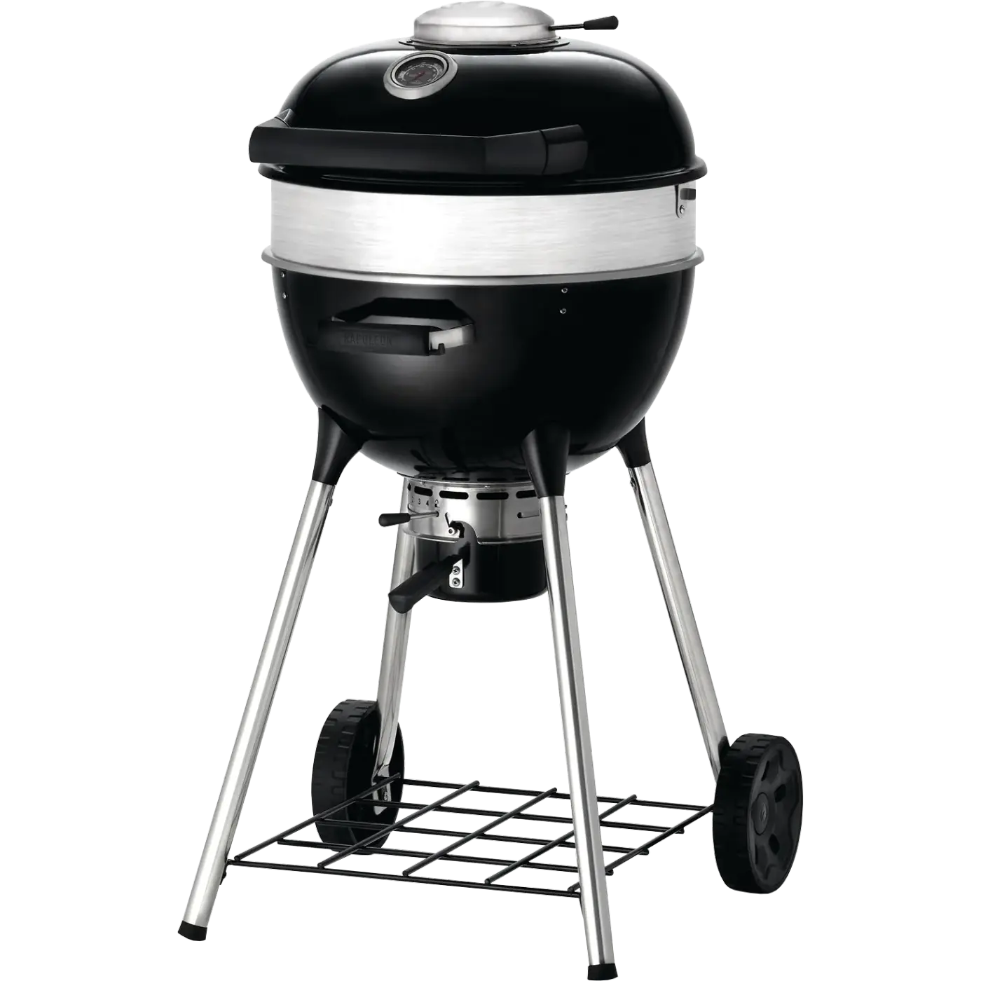 Napoleon PRO Kettle Holzkohle Kugelgrill Ø47cm: schwarz/silberner Holzkohlegrill mit Deckel, Thermometer, Rädern, Ablage.